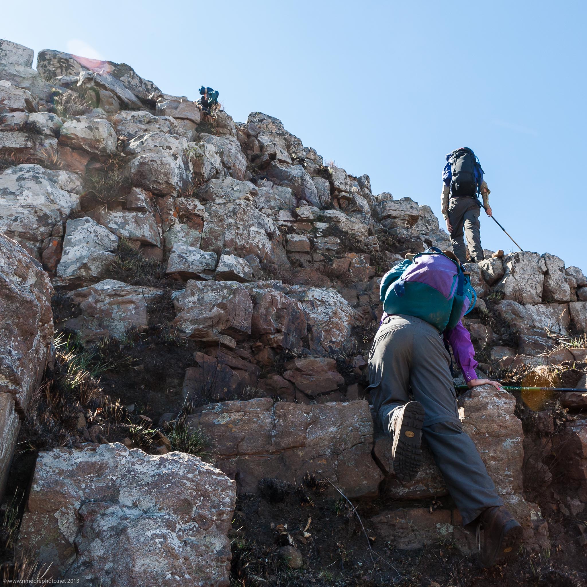 Ascending Goudkoppie's cliffs